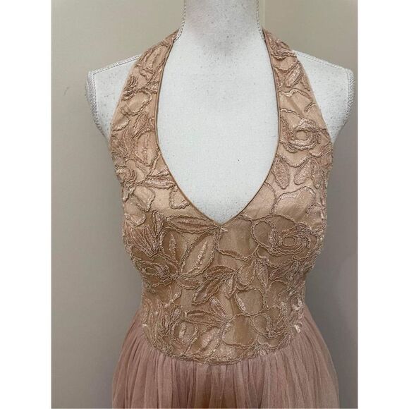 Donna Morgan Sleeveless Sheer Mesh V-Neck Midi Dress Size 16 - Picture 2 of 5